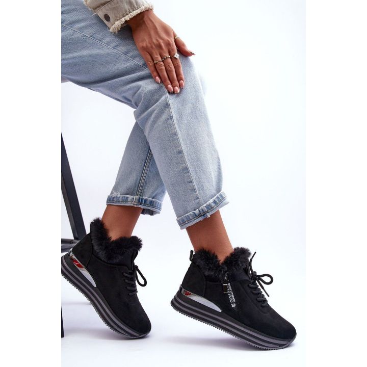 Platforminiai pūkuoti sportiniai batai juodi Jamarie