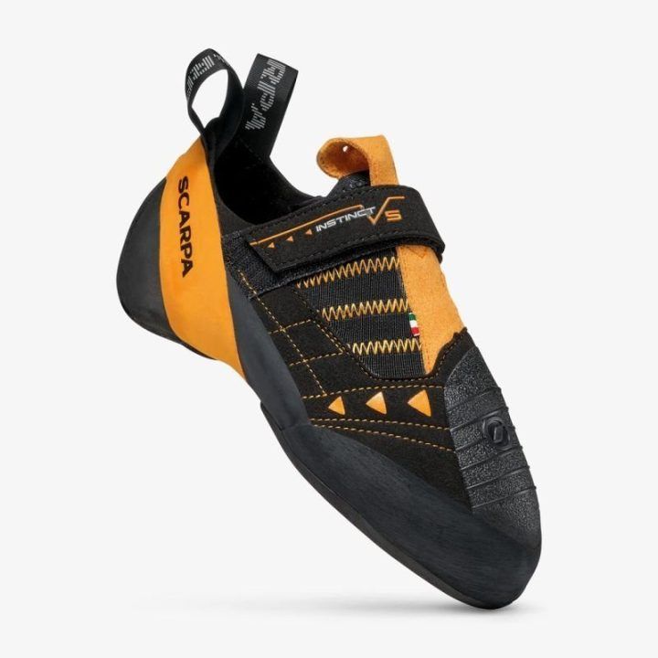 Laipiojimo bateliai Scarpa Instinct VS, juodi ir oranžiniai