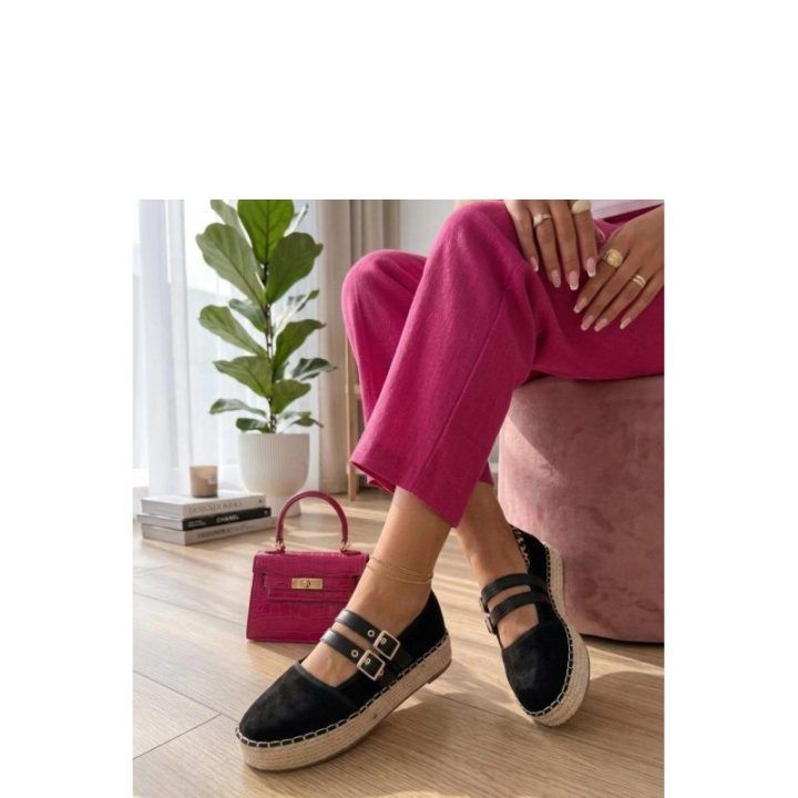 Moteriškos espadrilės su platforma – juoda