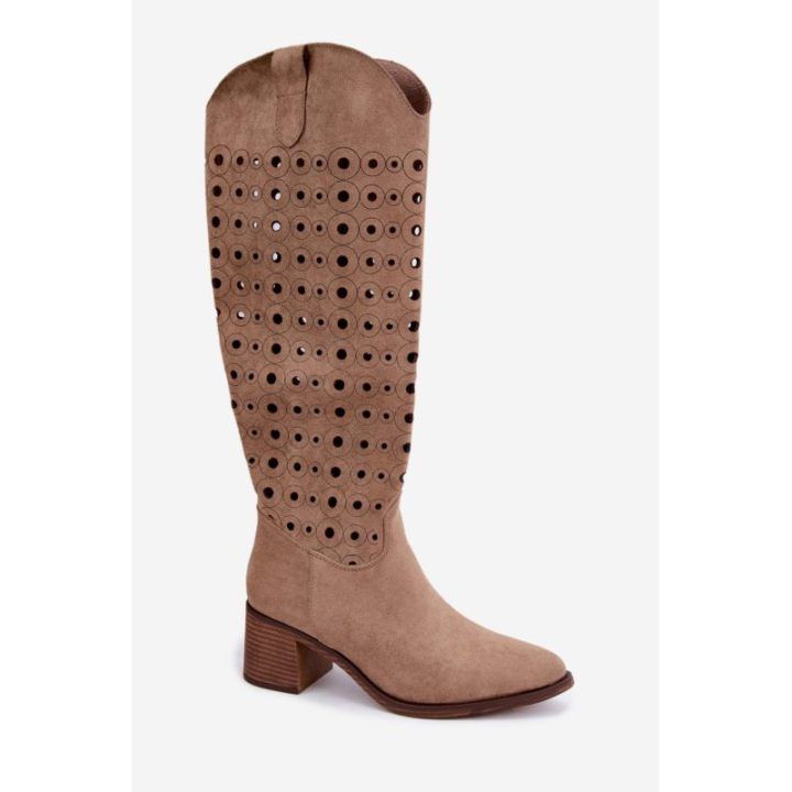 Ilgaauliai batai su užtrauktuku Step in style – ruda