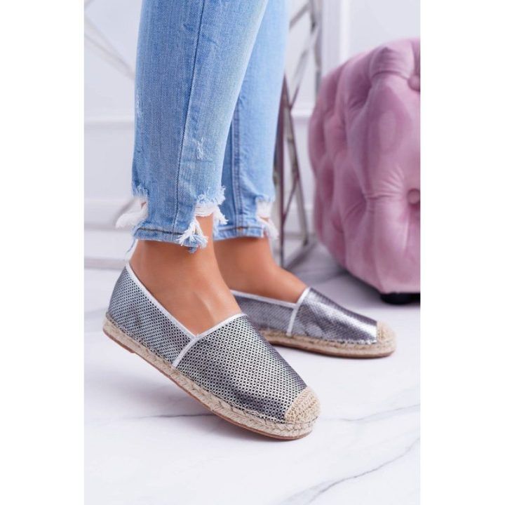 Moteriškos espadrilės su ažūriniu viršumi Lu Boo Kimchi, sidabrinės