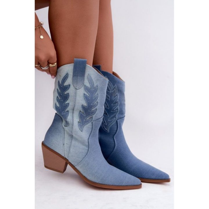 Moteriški įspiriami kaubojiško stiliaus aulinukai iš džinsinio audinio Ferelle