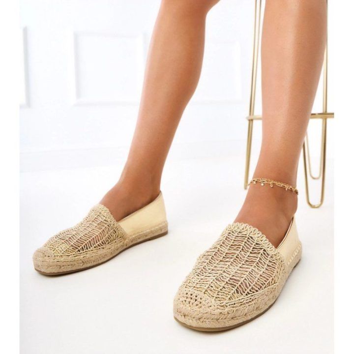 Moteriškos ažūrinės espadrilės su platforma Plevis, aukso