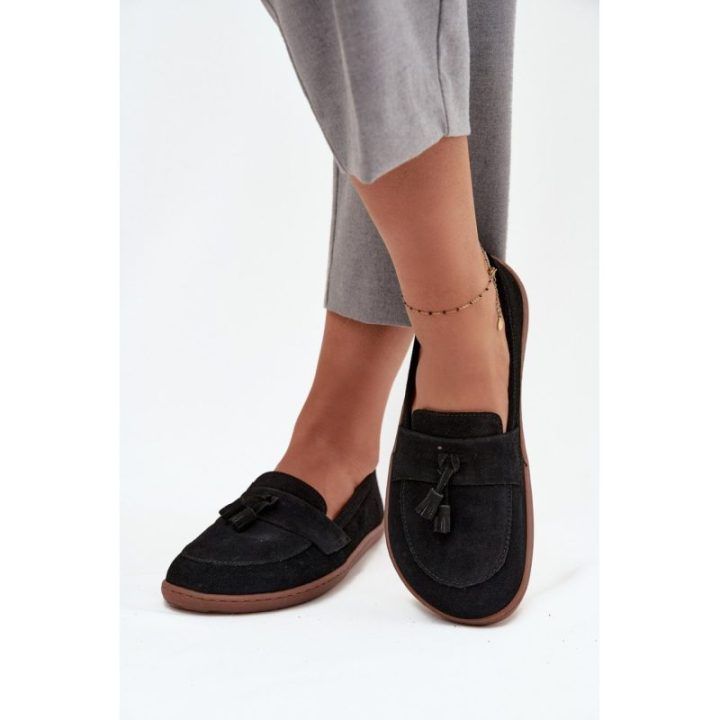 Moteriški barefoot tipo mokasinai su dviem kutais, Step in style, juodi