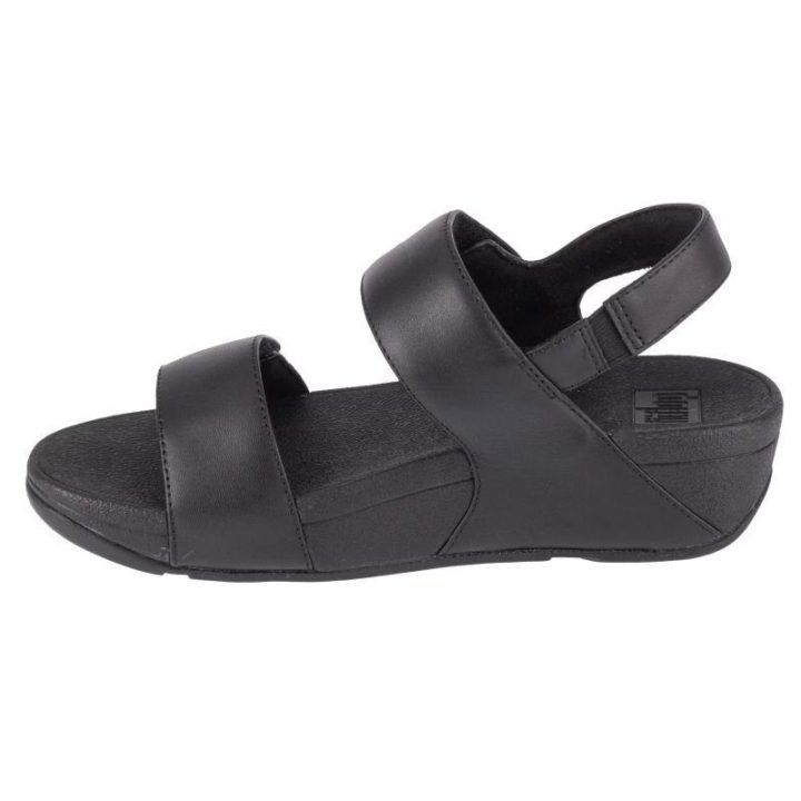 Moteriškos odinės basutės su lipukais FitFlop Lulu, juodos