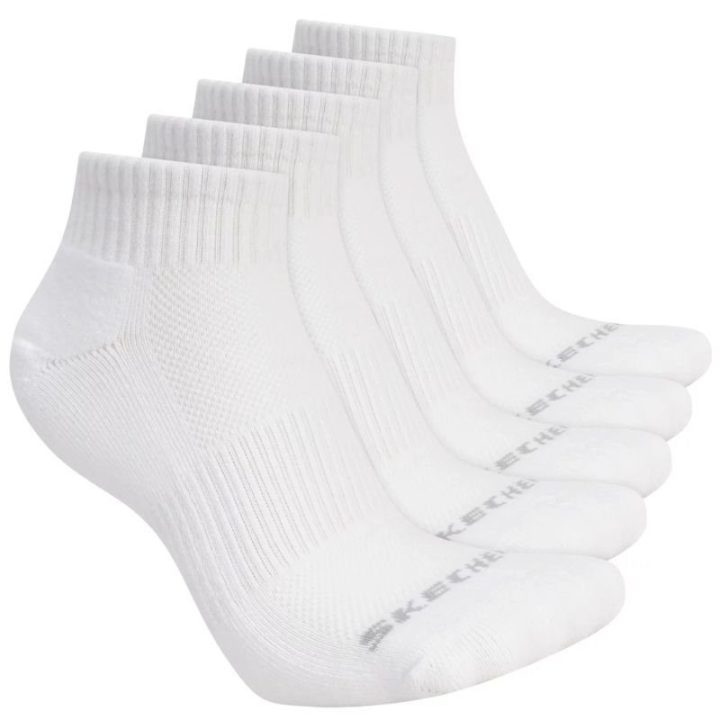 Unisex ketvirčio ilgio kojinės su kilpiniu mezginiu Skechers, 5 poros, baltos