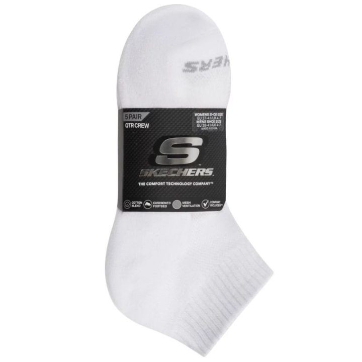 Unisex ketvirčio ilgio kojinės su kilpiniu mezginiu Skechers, 5 poros, baltos