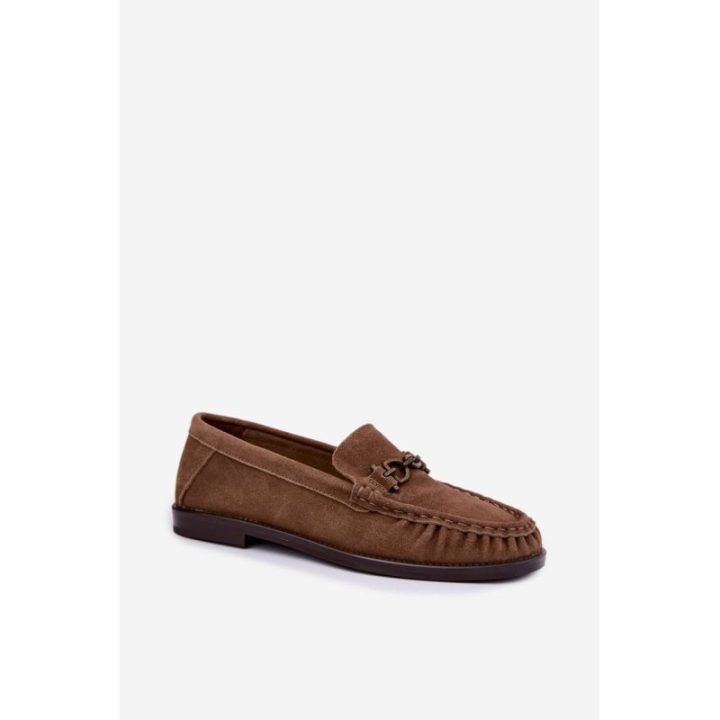 Moteriški zomšiniai mokasinai su suraukimu, Step in style, smėlio