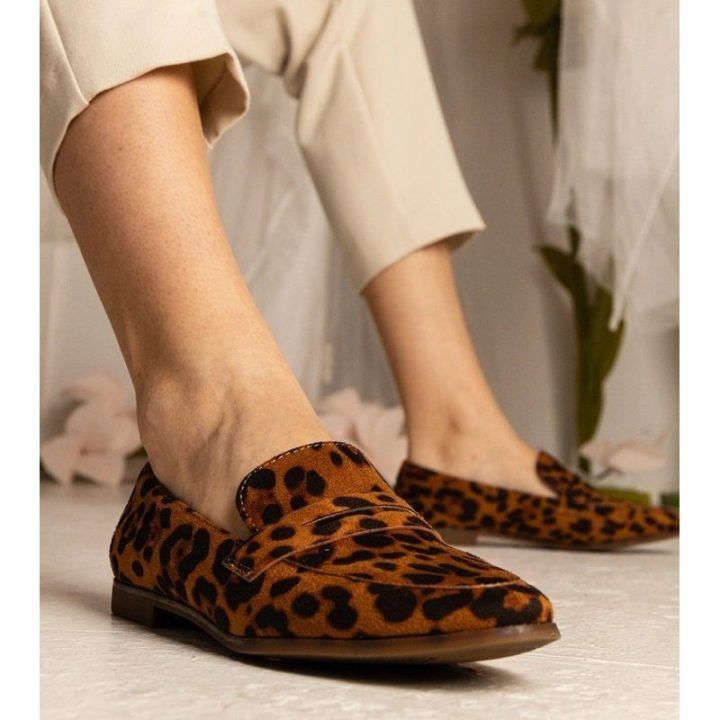 Klasikiniai moteriški leopardo rašto mokasinai
