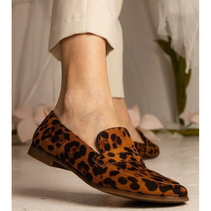 Klasikiniai moteriški leopardo rašto mokasinai