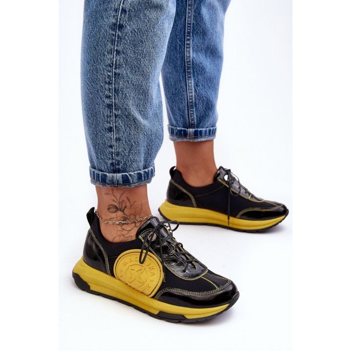 odiniai sportiniai bateliai Maciejka 06295-01 Black Yellow