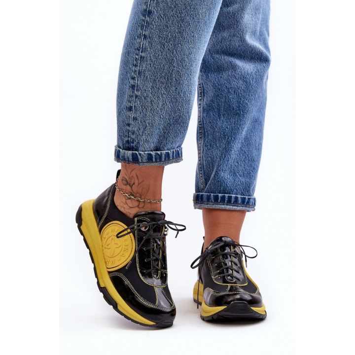 odiniai sportiniai bateliai Maciejka 06295-01 Black Yellow