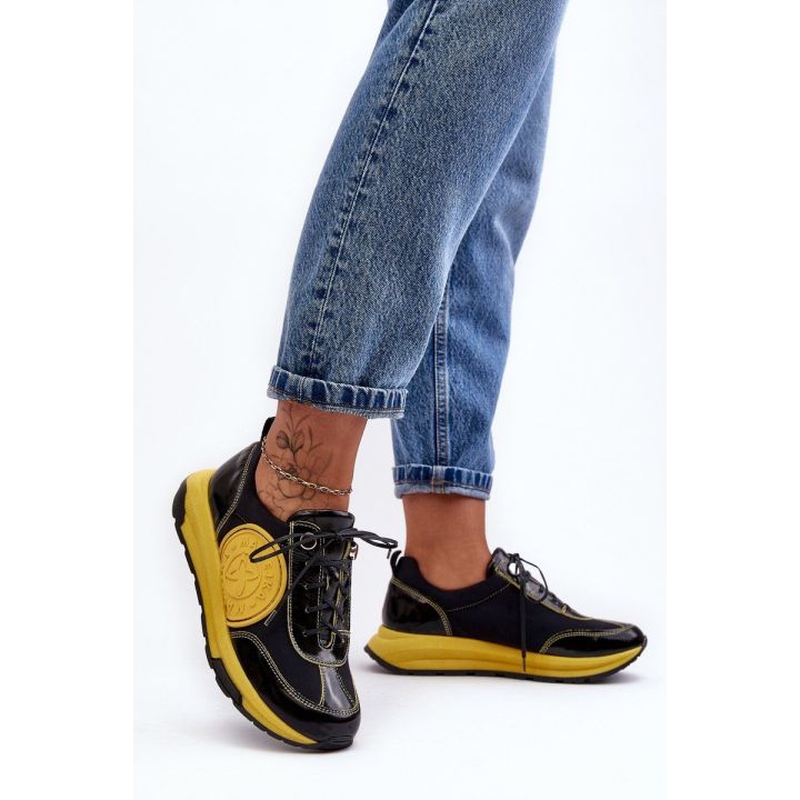 odiniai sportiniai bateliai Maciejka 06295-01 Black Yellow