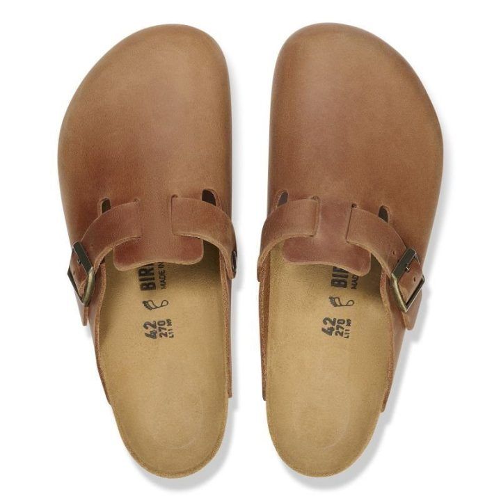 Natūralios odos šlepetės Birkenstock Boston LEOI, konjako