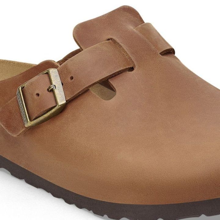 Natūralios odos šlepetės Birkenstock Boston LEOI, konjako