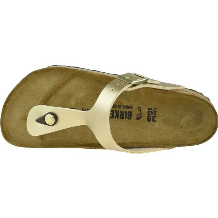 Šlepetės per pirštą siaurai pėdai Birkenstock Gizeh BF, aukso