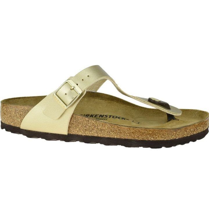 Šlepetės per pirštą siaurai pėdai Birkenstock Gizeh BF, aukso