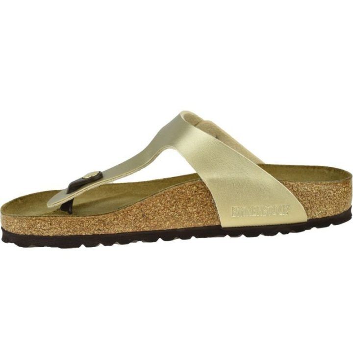 Šlepetės per pirštą siaurai pėdai Birkenstock Gizeh BF, aukso