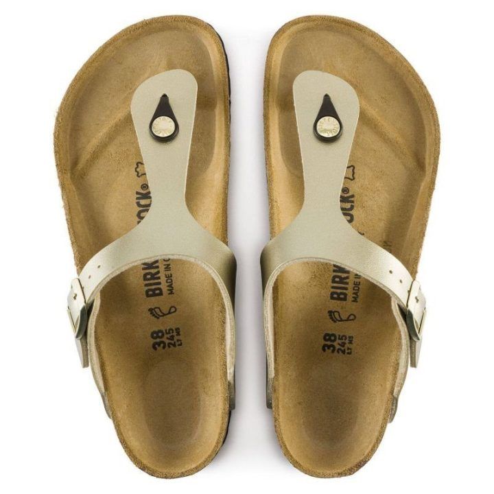 Šlepetės per pirštą siaurai pėdai Birkenstock Gizeh BF, aukso