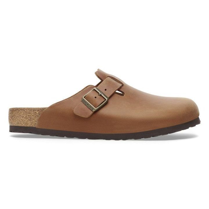 Natūralios odos šlepetės Birkenstock Boston, konjako