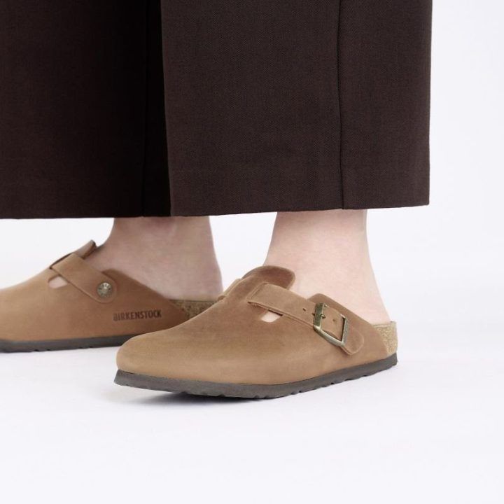 Natūralios odos šlepetės Birkenstock Boston, konjako