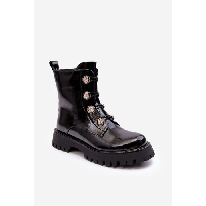 Moteriški dygsniuoti batai su ornamentinėmis sagomis D&A MR870-51 Black