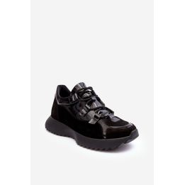 Moteriški odiniai lakuoti sportiniai bateliai M01/2 Zazoo Black