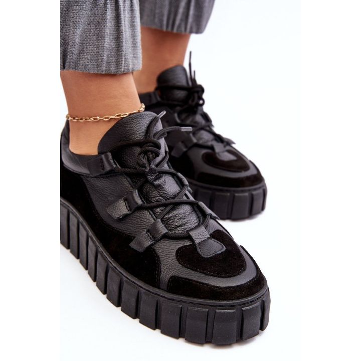 Moteriški odiniai sportiniai bateliai ant platformos M01/1 Zazoo Black