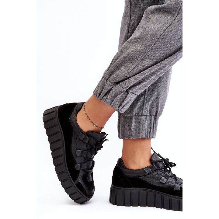 Moteriški odiniai sportiniai bateliai ant platformos M01/1 Zazoo Black