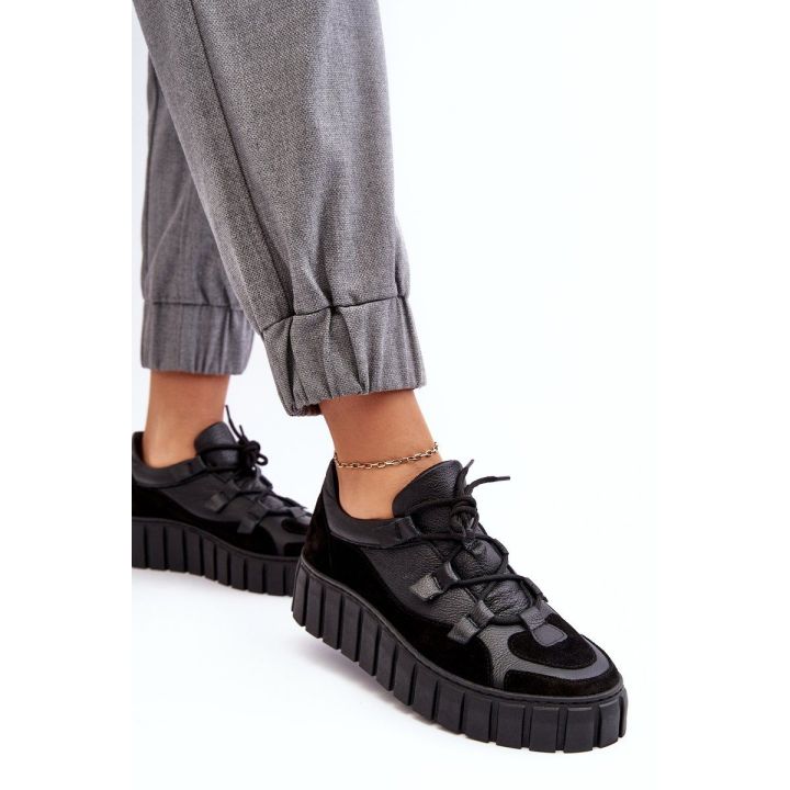 Moteriški odiniai sportiniai bateliai ant platformos M01/1 Zazoo Black