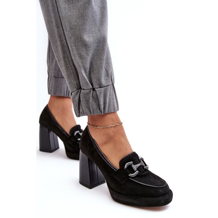 Odiniai bateliai ant masyvaus kulno Laura Messi 2706 Black