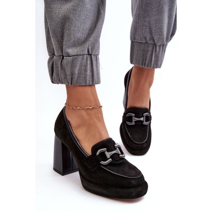 Odiniai bateliai ant masyvaus kulno Laura Messi 2706 Black