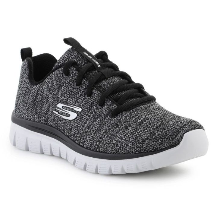 Vyriški sportbačiai Skechers Graceful Twisted Fortune, juodi ir balti