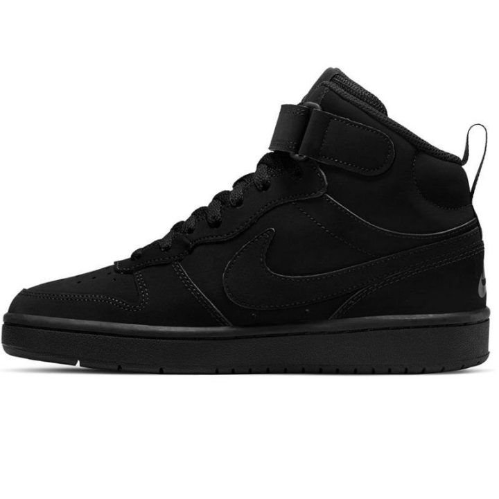 Vaikiški sportbačiai su lipuku Nike Court Borough Mid 2, juodi