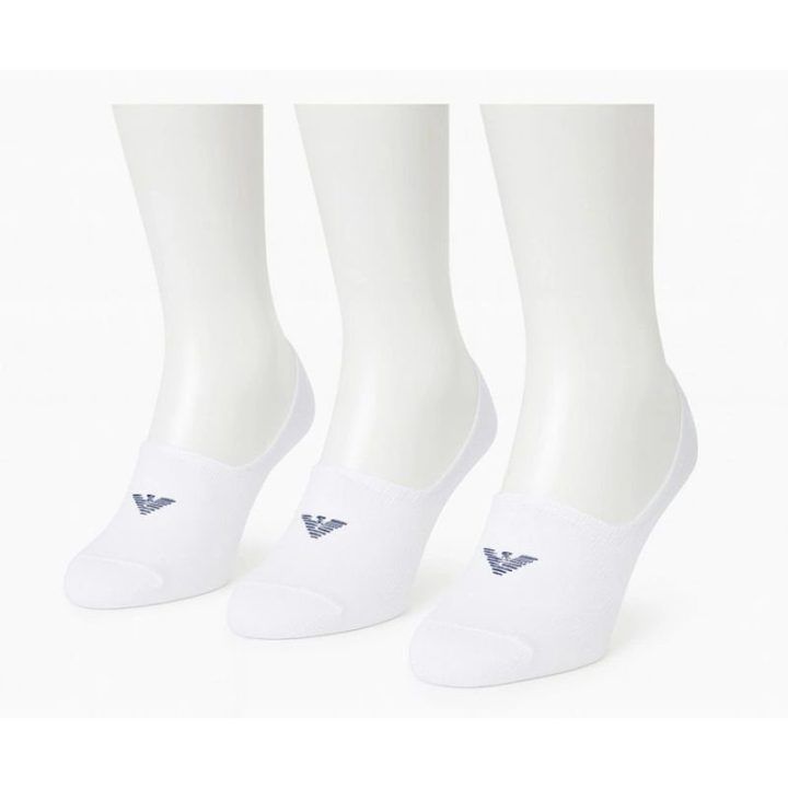 Medvilninių pėdučių komplektas Emporio Armani, 3 poros, baltas