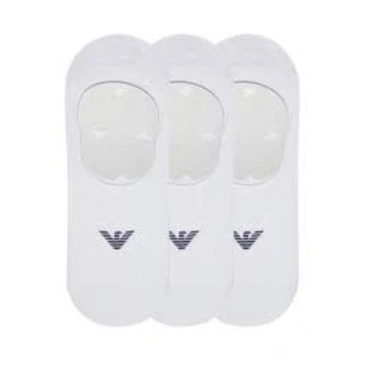 Medvilninių pėdučių komplektas Emporio Armani, 3 poros, baltas