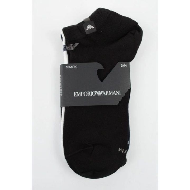 Pėdutės Emporio Armani, 3 poros, tamsiai mėlynos, juodos ir baltos