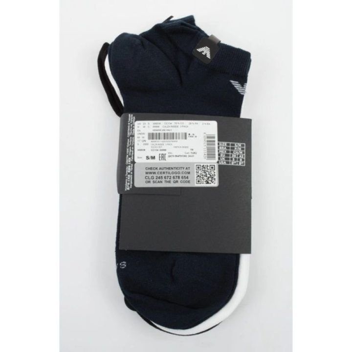 Pėdutės Emporio Armani, 3 poros, tamsiai mėlynos, juodos ir baltos