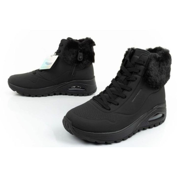 Moteriški sportbačiai su užtrauktuku Skechers Uno Rugged, juodi