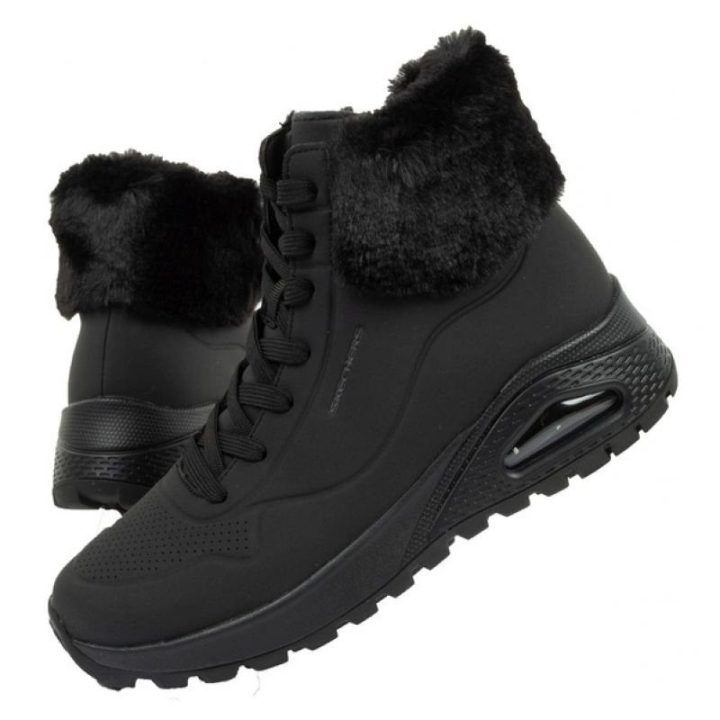 Moteriški sportbačiai su užtrauktuku Skechers Uno Rugged, juodi