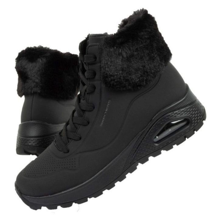 Moteriški sportbačiai su užtrauktuku Skechers Uno Rugged, juodi