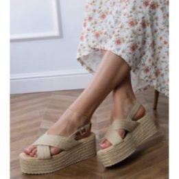 Moteriškos espadrilinės basutės su platforma Olisa, smėlio