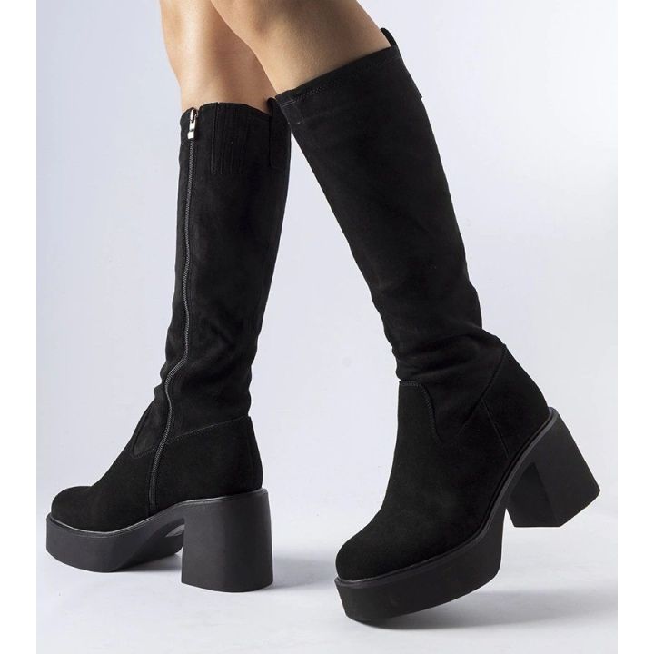 juodi šilti stiletto batai
