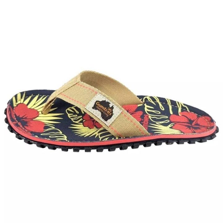 Šlepetės per pirštą Gumbies Islander Denim Hibiscus