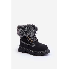Vaikiški batai su užtrauktuku ir dirbtiniu kailiu Black Gerande