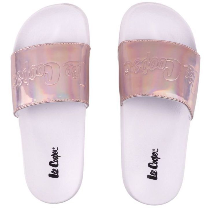 Moteriškos šlepetės Lee Cooper, baltos ir rožinės