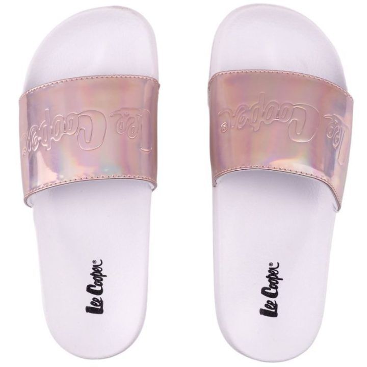 Moteriškos šlepetės Lee Cooper, baltos ir rožinės