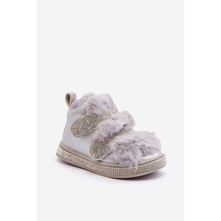 Odiniai vaikiški šilti sniego batai Silver Leela