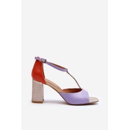 Odiniai sandalai ant kulno Laura Messi 2759 Violetinė