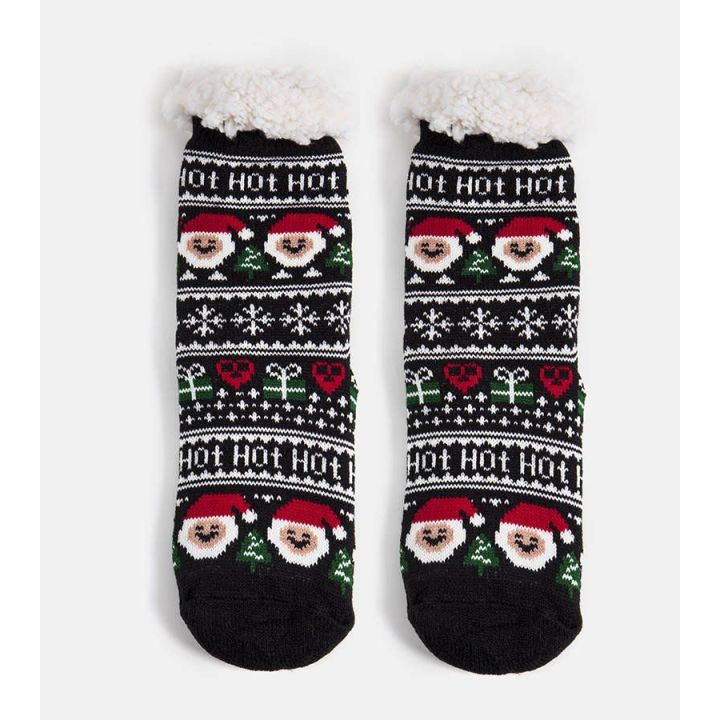 Juodos šilti kojinės su Santa Challa